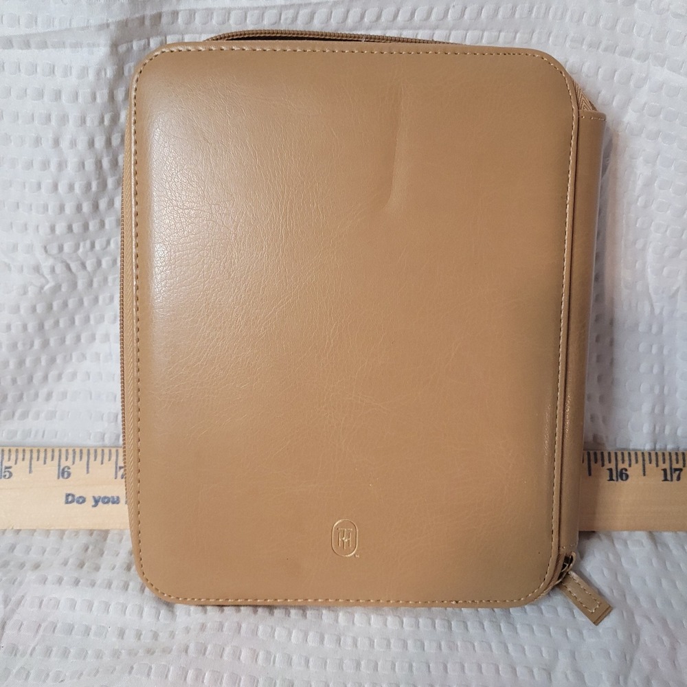 Tan Faux Leather Zip Around Planner Organizer Notebook Folio‎ Tan Brown